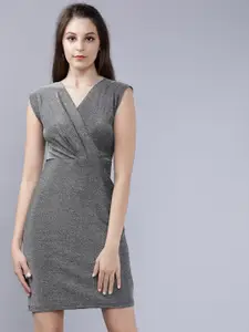 Tokyo Talkies Women Silver-Toned Solid Sheath Dress