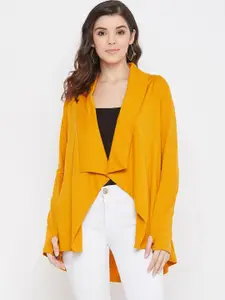 Hypernation Women Yellow Solid Open Front Shrug