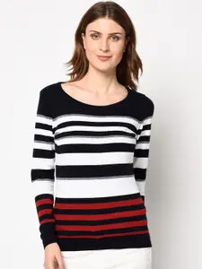 98 Degree North Women Multicoloured Striped Pullover Sweater