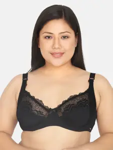 Curvy Love Plus Size Black Solid Under-Wired & Non Padded Plunge Bra CL-17-C20