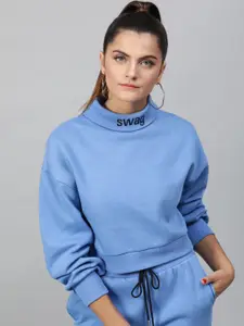 STREET 9 Women Blue Solid Sweatshirt
