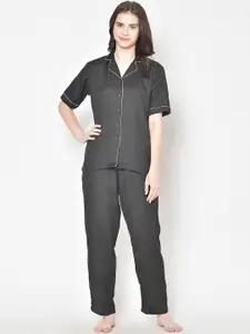 Cation Women Black Solid Night Suit