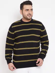 bigbanana Men Black & Yellow Striped Pullover Sweater