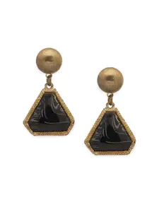 Globus Gold-Plated & Black Geometric Drop Earrings