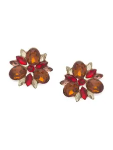 Globus Gold-Plated & Red Floral Studs