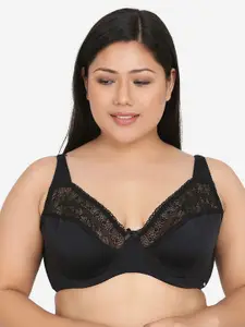 Curvy Love Plus Size Black Solid Underwired Lightly Padded Plunge Bra CL-15 BLACK-C20