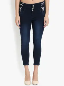 Perfect Outlet Women Navy Blue Skinny Fit High-Rise Clean Look Jeans