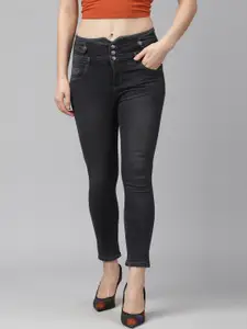 KASSUALLY Women Black Skinny Fit High-Rise Clean Look Stretchable Jeans