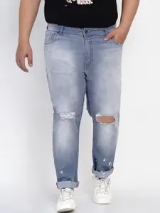 John Pride Plus Size Men Regular Fit Mid-Rise Slash Knee Stretchable Jeans