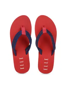ELLE Women Red & Blue Solid Thong Flip-Flops