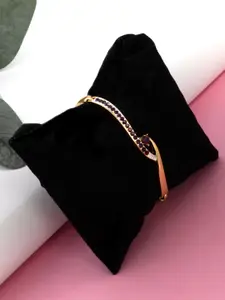 Estele Gold-Plated Alloy CZ Studded Cuff Bracelet