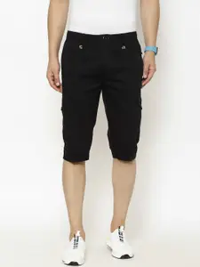 SAPPER Men Black Solid Regular Fit Cargo Shorts