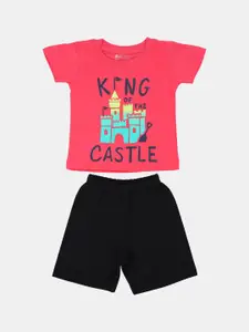 Bodycare First Boys Pink & Black Printed T-shirt with Shorts
