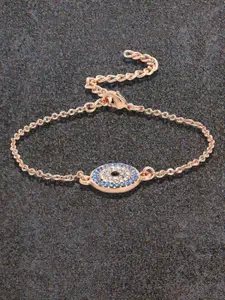 Estele Rose Gold-Plated CZ Evil Eye Wraparound Bracelet