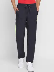 Yuuki Men Navy Blue Solid Straight-Fit Track Pants