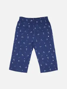 PROTEENS Boys Navy Blue & White Printed Lounge Capris