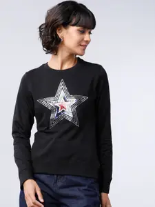 Tokyo Talkies Women Black Printed Sweatshirt