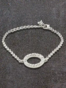 Estele Silver Rhodium-Plated CZ Wraparound Bracelet