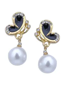 Sukkhi Black & Off-White Classic Drop Earrings