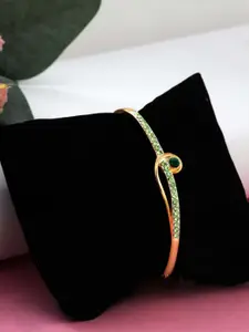 Estele Green & Gold-Plated CZ Studded Cuff Bracelet