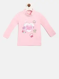 Chicco Girls Pink Printed High Neck T-shirt