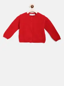 Chicco Girls Red Self Design Cardigan Sweater