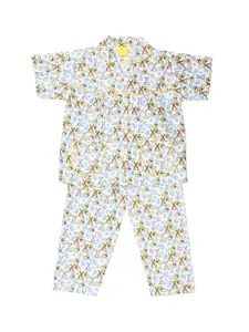 The Magic Wand Girls Multicoloured Printed Night suit