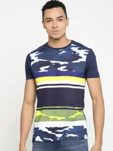 Pepe Jeans Men Blue Printed Round Neck T-shirt