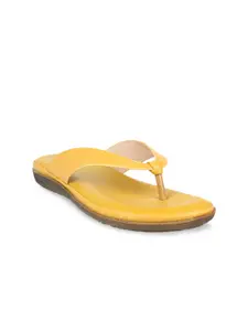 Sherrif Shoes Women Mustard Yellow Textured Comfort Heels