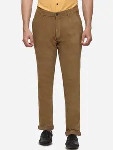 JADE BLUE Men Khaki Regular Fit Solid Regular Trousers