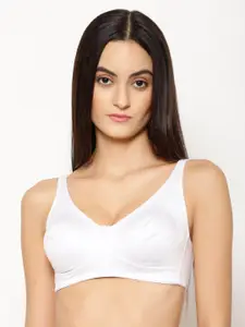 Floret White Solid Non-Wired Non Padded Minimizer Bra