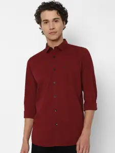 Allen Solly Men Maroon Slim Fit Solid Casual Shirt
