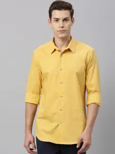 RARE RABBIT Men Yellow Tailored Fit Solid Casual Shirt