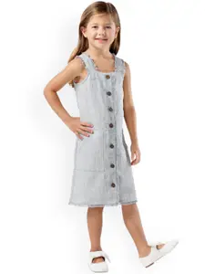 Cherry Crumble Girls Grey Solid A-Line Dress