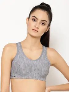 Floret Grey Melange Solid Non-Wired Lightly Padded Workout Bra T3066_Cool Grey_30B