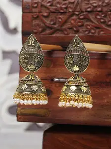 ANIKAS CREATION Gold-Plated Dome Shaped Jhumkas