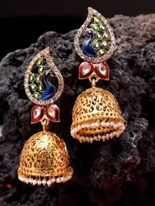 ANIKAS CREATION Gold Plated Handcrafted Dome Shaped Jhumkas