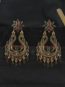 ANIKAS CREATION Multicoloured Teardrop Shaped Drop Earrings