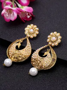 ANIKAS CREATION Gold-Plated Floral Drop Earrings