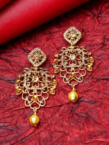 ANIKAS CREATION Gold-Plated Classic Drop Earrings