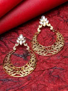 ANIKAS CREATION Gold-Plated Crescent Shaped Chandbalis