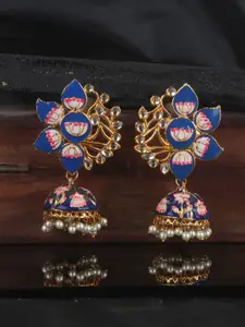 ANIKAS CREATION Blue Dome Shaped Jhumkas