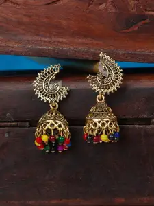 ANIKAS CREATION Multicoloured & Gold-Toned Jhumkas