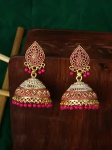 ANIKAS CREATION Gold-Plated Studded Classic Jhumkas
