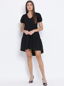 Oxolloxo Women Black Solid A-Line Dress