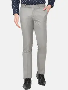 J Hampstead Men Grey Regular Fit Self Design Chinos