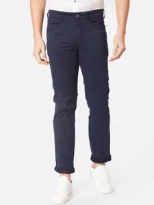 J Hampstead Men Navy Blue Slim Fit Solid Chinos