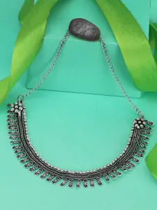 Adwitiya Collection Silver-Toned & Black Oxidised Necklace