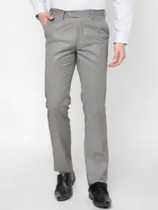 J Hampstead Men Grey Slim Fit Solid Formal Trousers