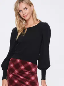 FOREVER 21 Women Black Solid Pullover Sweater